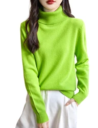 Turtleneck Women's Sweater 100% Merino Wool Pullovers Knitwear 2023 Fall Winter Sweaters Long Sleeve Warm Knitted Women Clothing