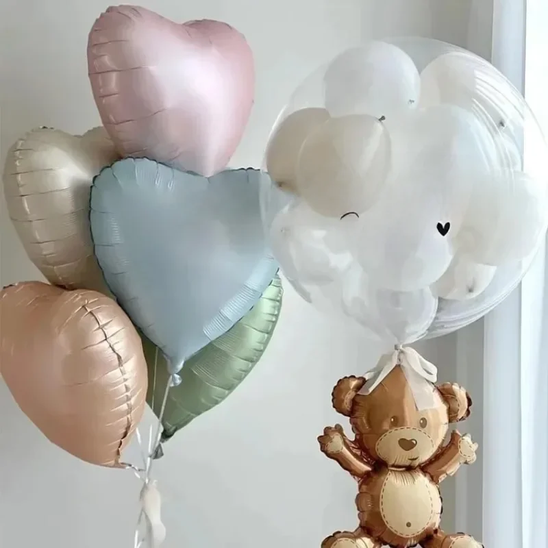 3szt 18inch Heart Star Balloons Vintage Pink Beige Foil Balloons for Adult Kids Happy Birthday Wedding DIY Party Decor Supply — zdjęcie 2