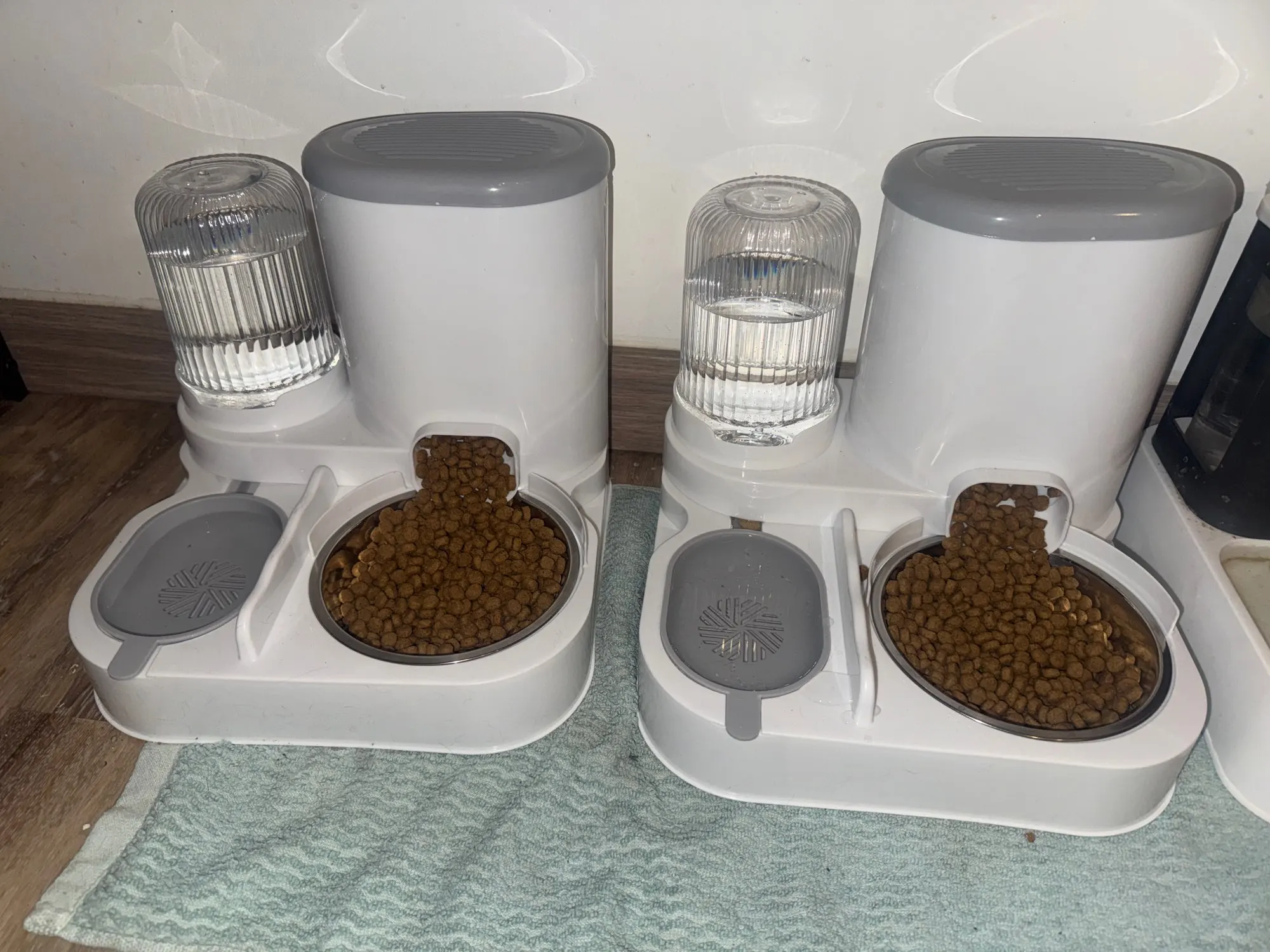 Customer review photo for Dual-Bowl Automatic Cat Feeder for Two Pets