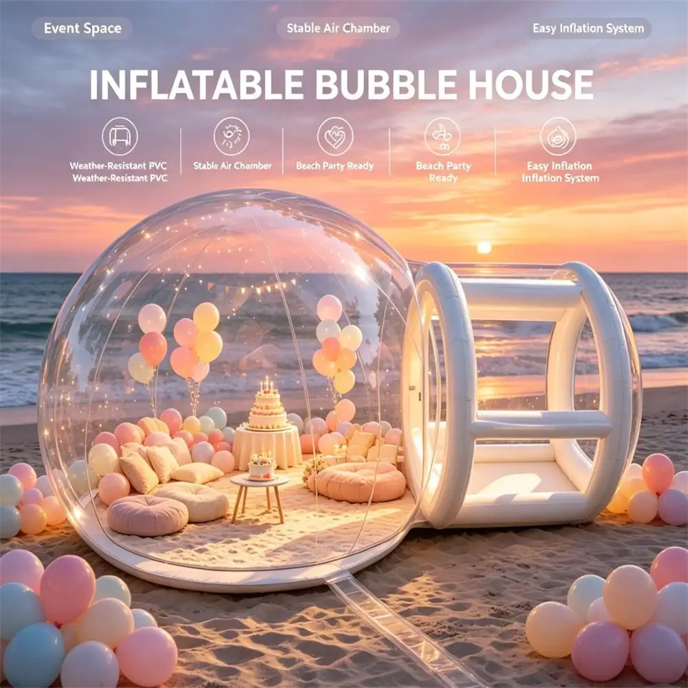 2026 Nieuwste Opblaasbare Bubbelhuis / Transparante Opblaasbare Tent (EU Op Voorraad, Snelle Verzending) - Inclusief blower; geschikt voor feestdecoraties en sterrenkijken tijdens het kamperen.
