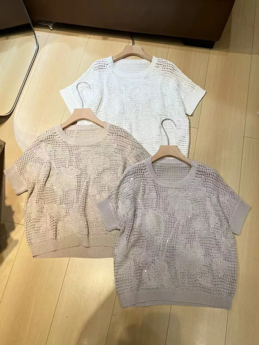 

Summer casual elegant knitted O-neck short sleeve blouse