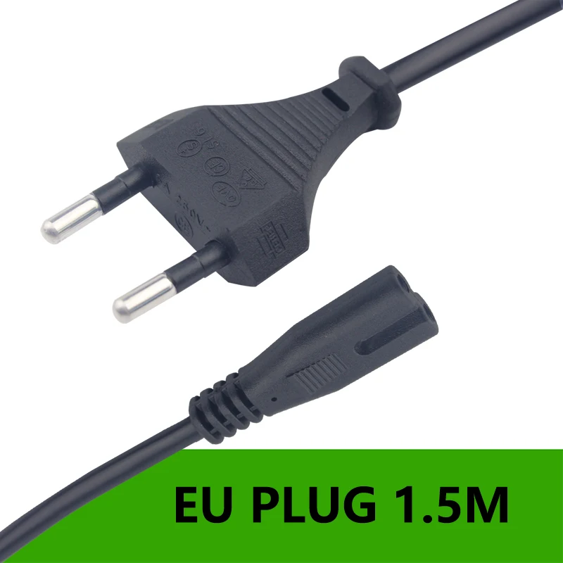 التيار المتناوب سلك الطاقة كابل الاتحاد الأوروبي/الولايات المتحدة/المملكة المتحدة 1.5 متر الشكل 8 تمديد خطوط للتلفزيون شاشة لاب توب محول XBOX 2 الشق أنثى التوصيل ذكر المقبس