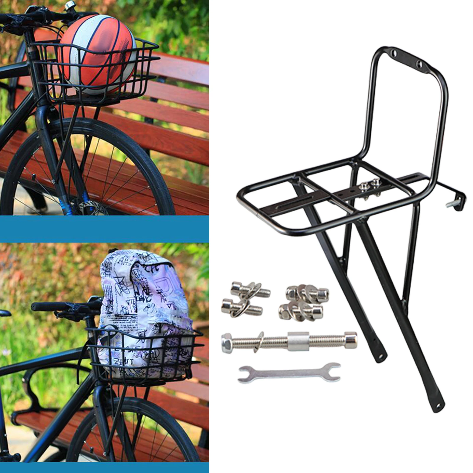 رف أمامي للدراجة، رف معدني لحمل الأمتعة، رف حامل أمامي للدراجة، خفيف الوزن لملحقات ركوب الخيل أثناء السفر #2