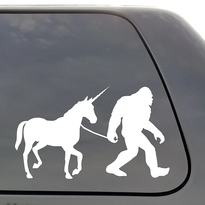 Bigfoot Leading Unicorn Funny Stickers Car Styling Bumpers Windows Body Decor Decals Film Accessories Exterior Parts