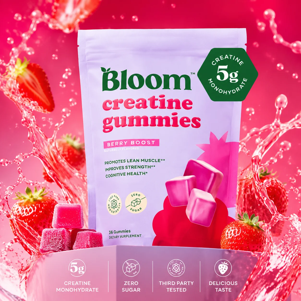 Creatine Monohydrate Gummies Daily Fitness Supplement for Muscle Support Training Recovery Easy Chew Formula