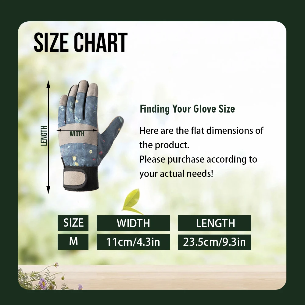 1 Pair Gardening Gloves for Women Lightweight Floral Print Durable Polyester Ergonomic Design for Gardening