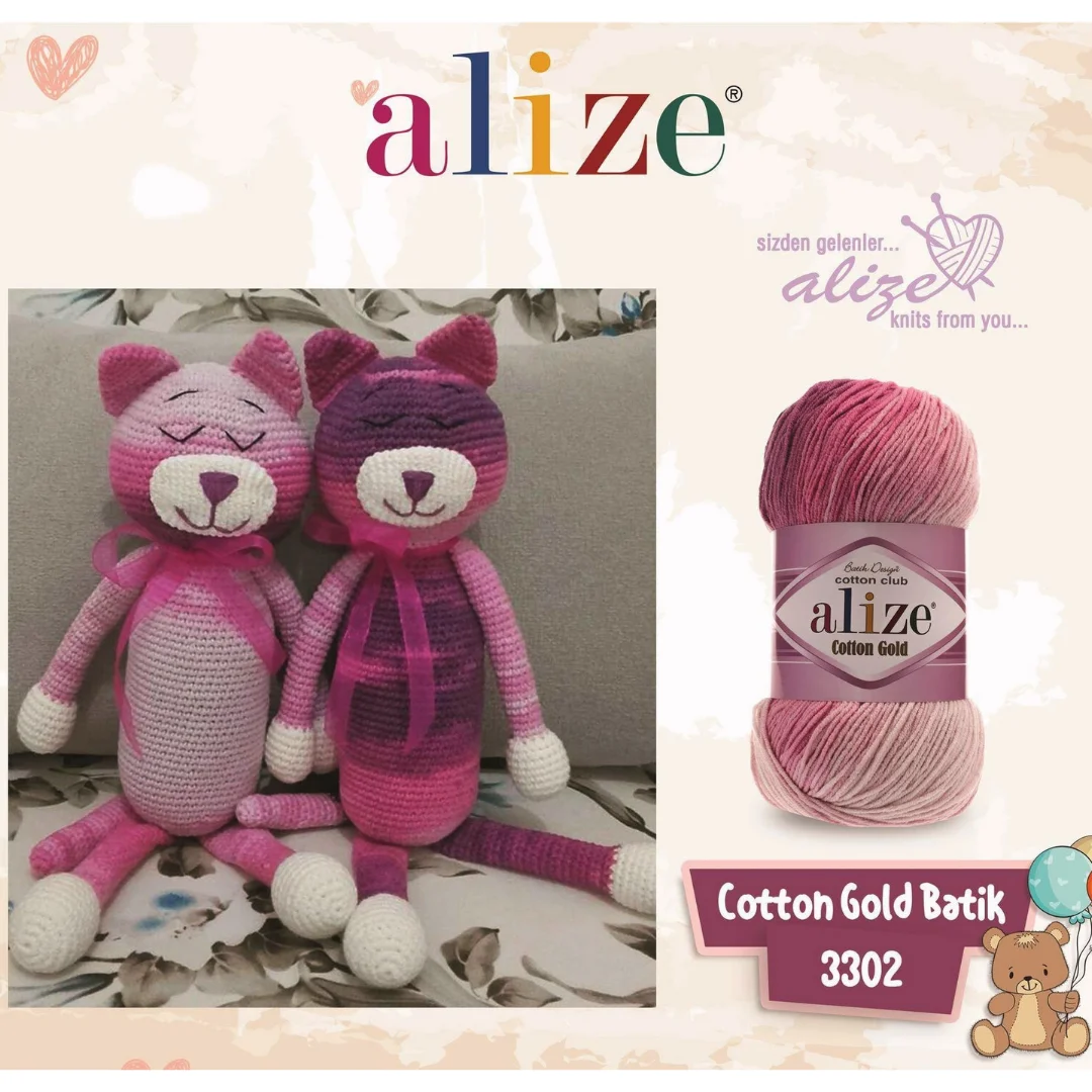 Alize Cotton Gold Batik 100 Gr Soft Yarn for Hand Knitting Crochet Thread DIY Baby Knitwear Scarf Blanket Shawl Sweater Cardigan