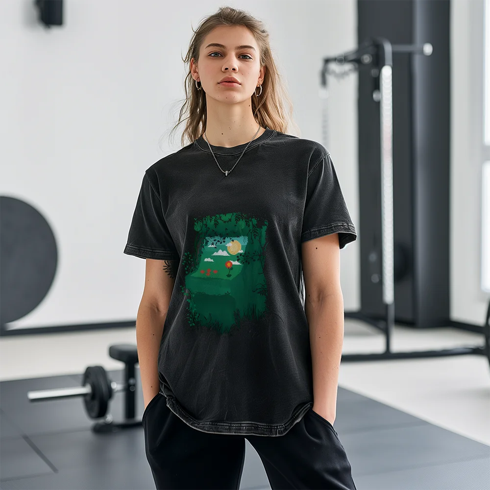 

Graphic Tees Summer Y2k Style Women’s Washed T-shirts Round Neck Retro Loose Oversize Short Sleeve Tops Daily Wear Relaxed