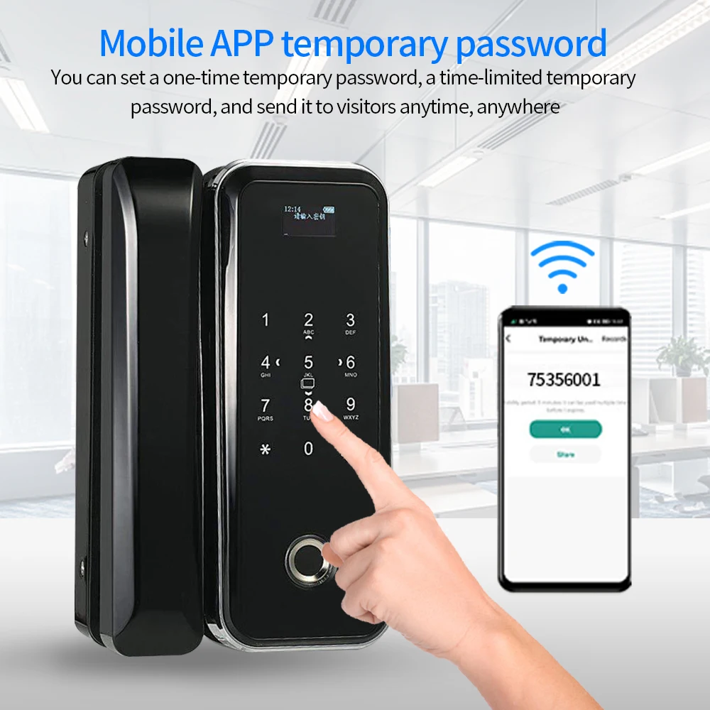 Imagem -05 - Tuya App Smart Wifi Bloqueio de Escritório Inteligente Impressão Digital Fechadura da Porta de Vidro Embutido Módulo Wi-fi Fabricante Vendas Diretas