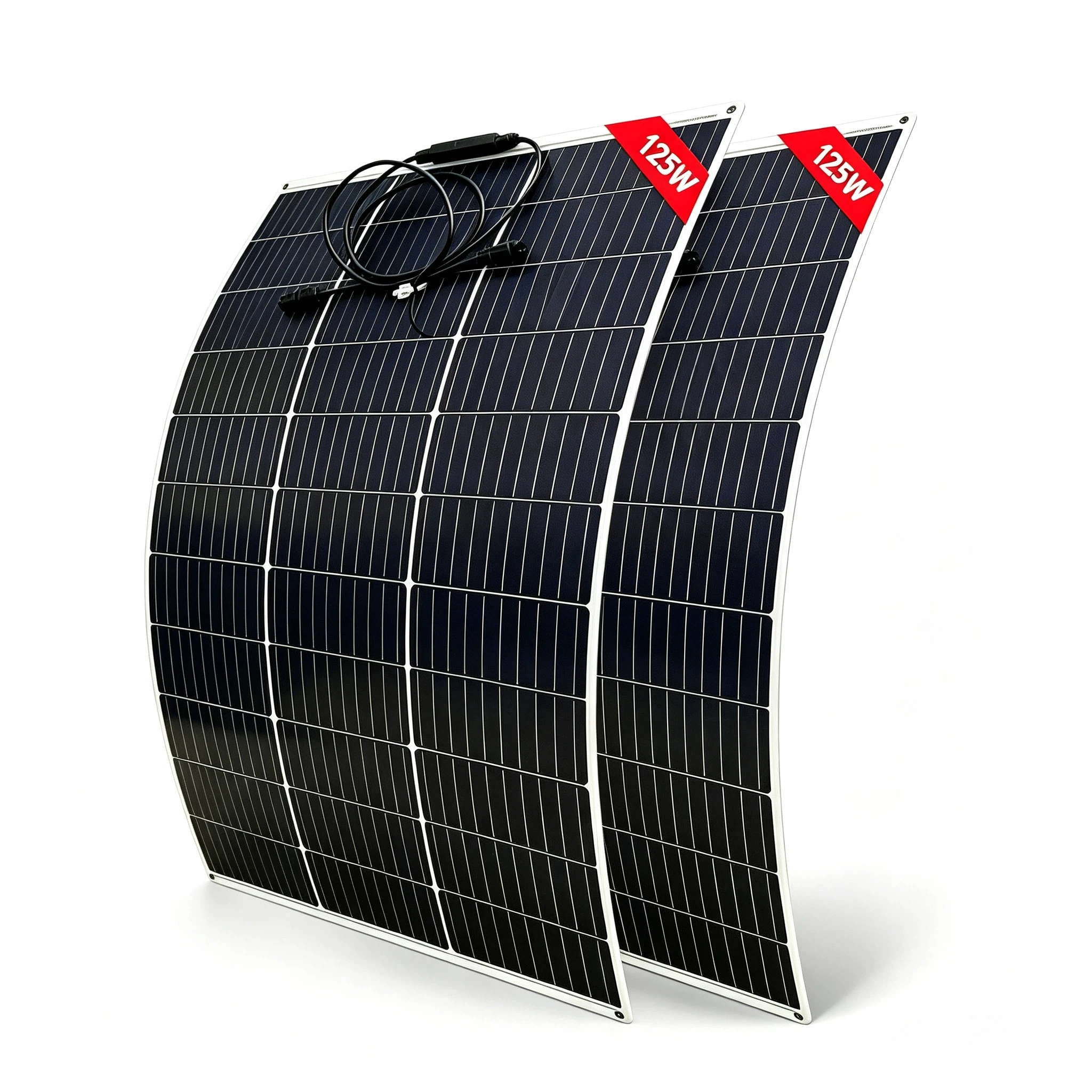 125W Solarpanel mit monokristalliner Solarzelle, 18V flexible Solarpanels für 12V-Batterien, Wohnwagen, Wohnmobil, Boot, Yacht, Marine, Balkon
