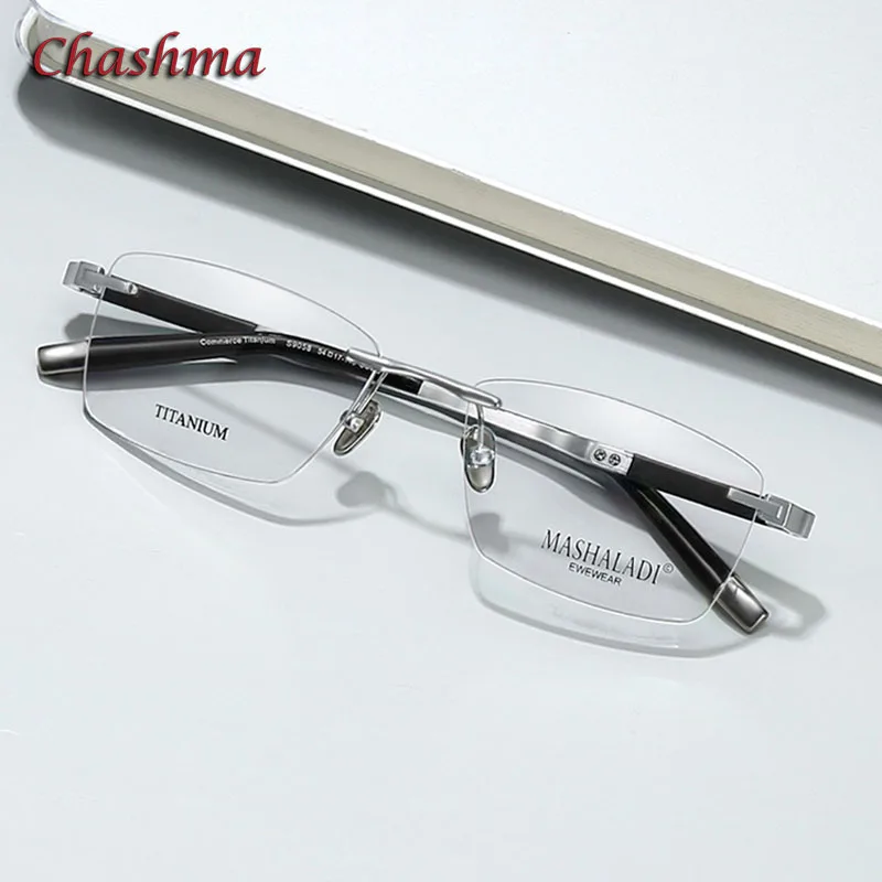 Chashma Top Quality Men Pure Titanium Glasses IP Plating Frame Exquisite Optical Light Flexible Eyewear Prescription Spectacle