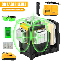 12 Line Laser Level Horizontal Green Light Level Meter Set Outdoor Surveillance Tools 3D 360 Degree Vertical 12V Lithium Battery