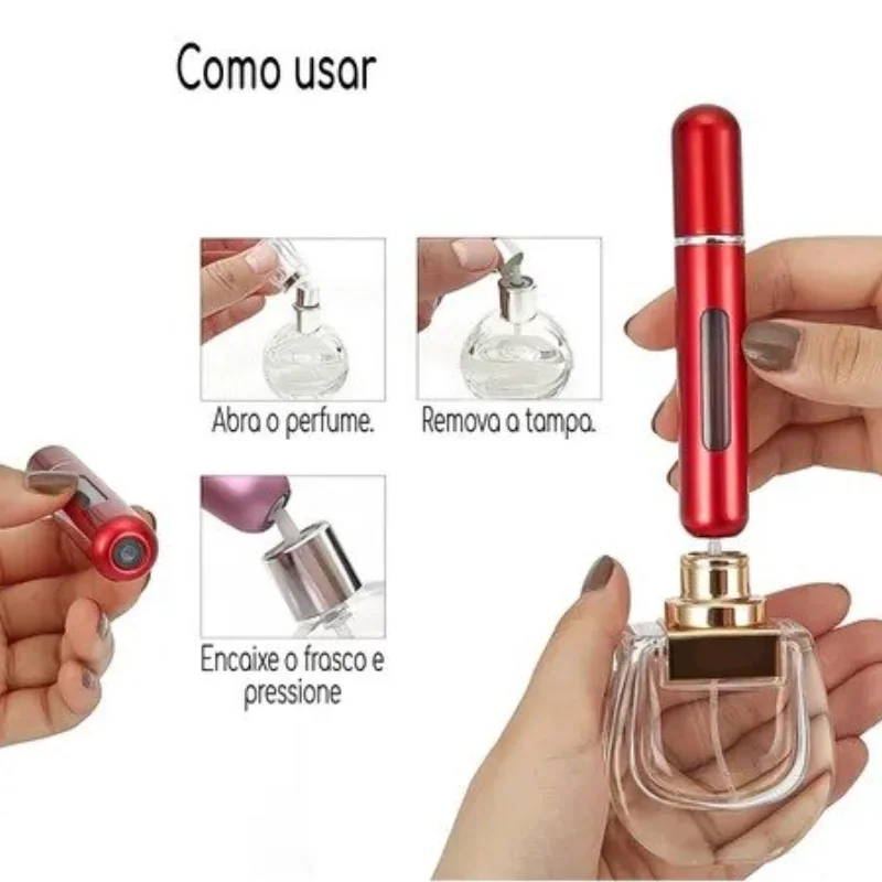 Mini Cápsula Portadora Spray Porta Perfume 5ml Recarregáveis Ideal p/ Viagens/Festas/Trabalho-ENVIO IMEDIATO PARA TODO BRASIL