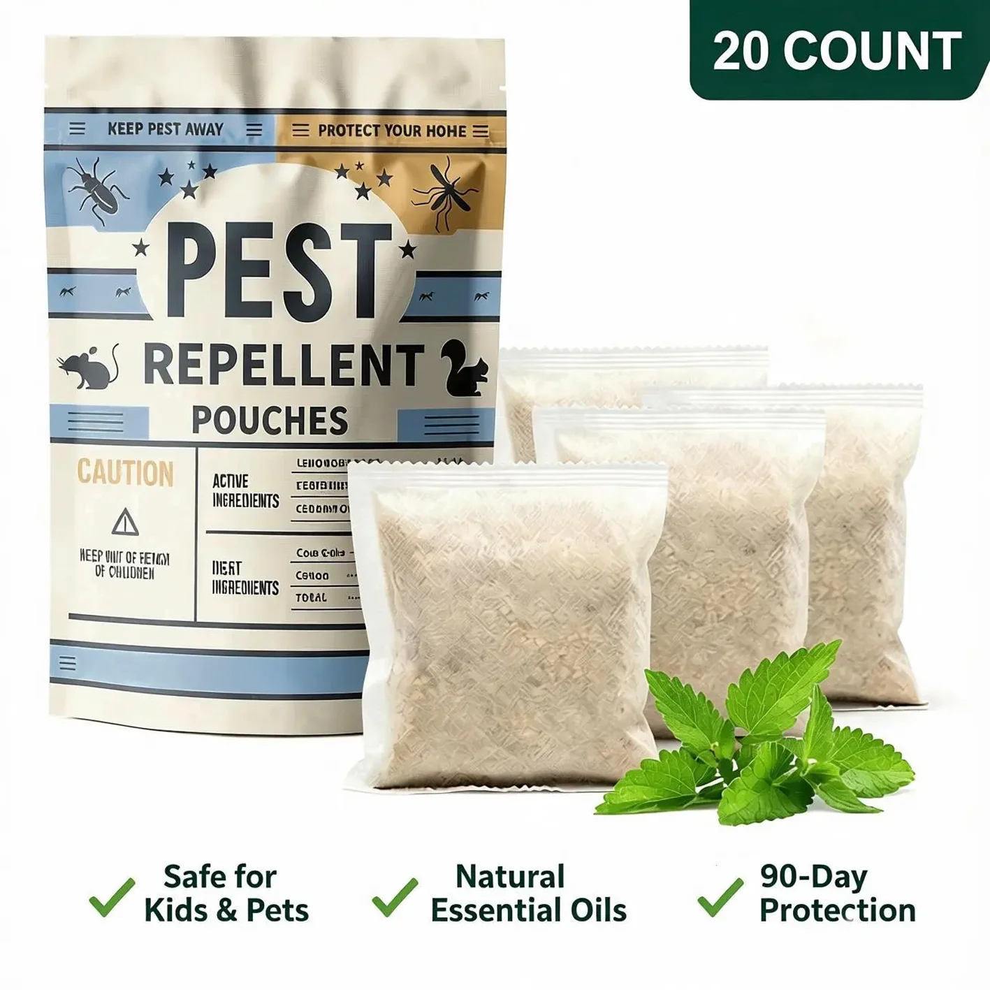 Pest Control Pouches Mosquito Repellent Mice, Rats, Ants, Cockroaches, Moths, and Other pests Peppermint Oil Mouse Repellent rat Repellent for House