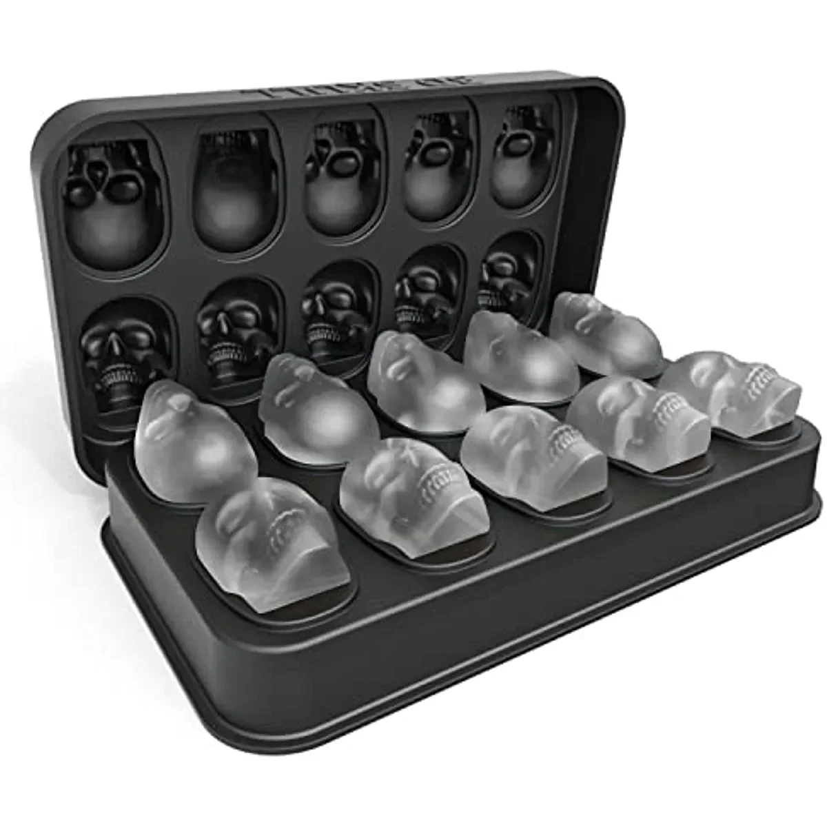 Eismaschinenform für Whisky – Totenkopf-Eiswürfelform mit 10 Hohlräumen und Trichter – Totenkopf-Silikonform zum Backen, Schokolade