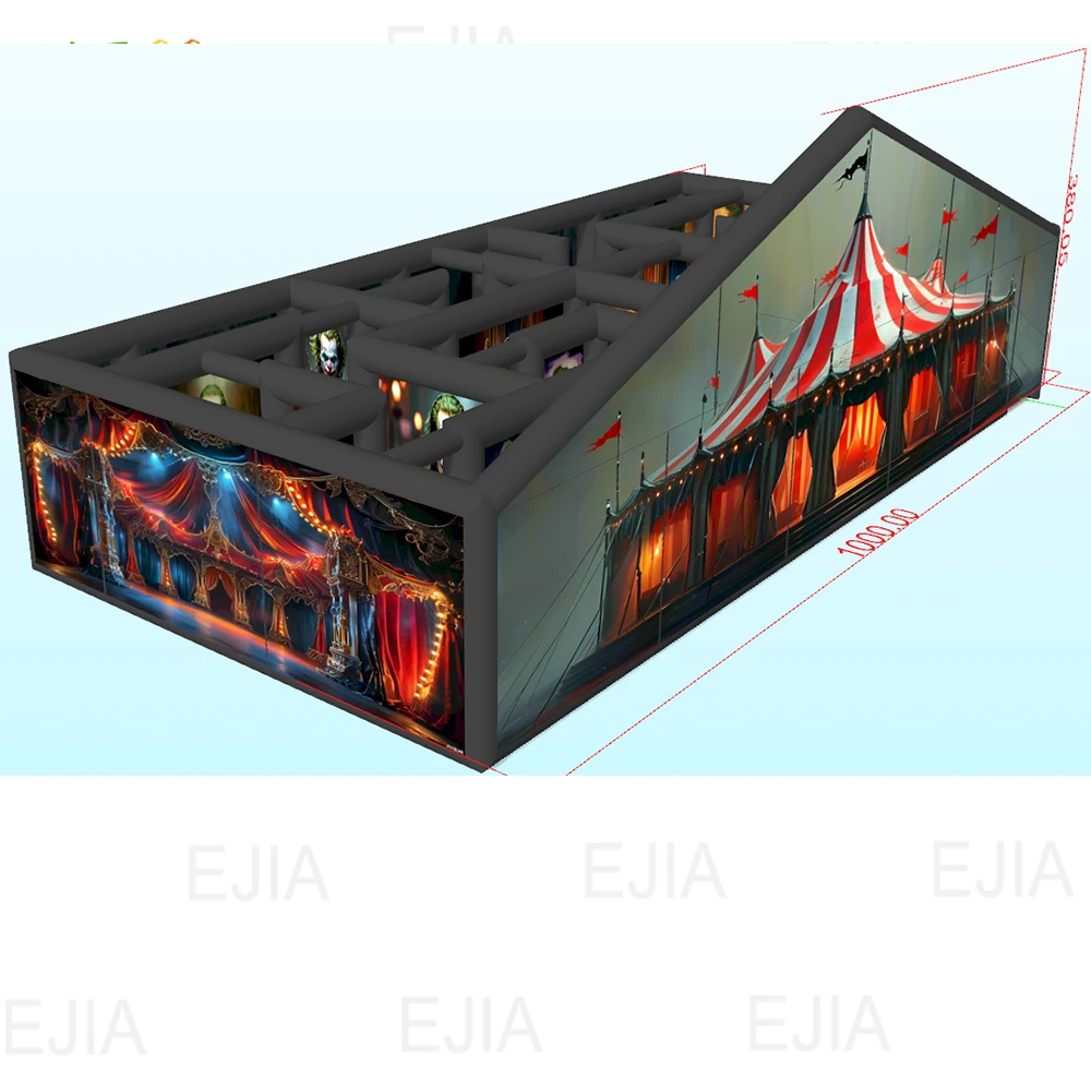 Custom Print Giant  Inflatable Halloween Labyrinth Hide-and-seek Haunted Clown House Oxford Portable Horror Halloween Maze
