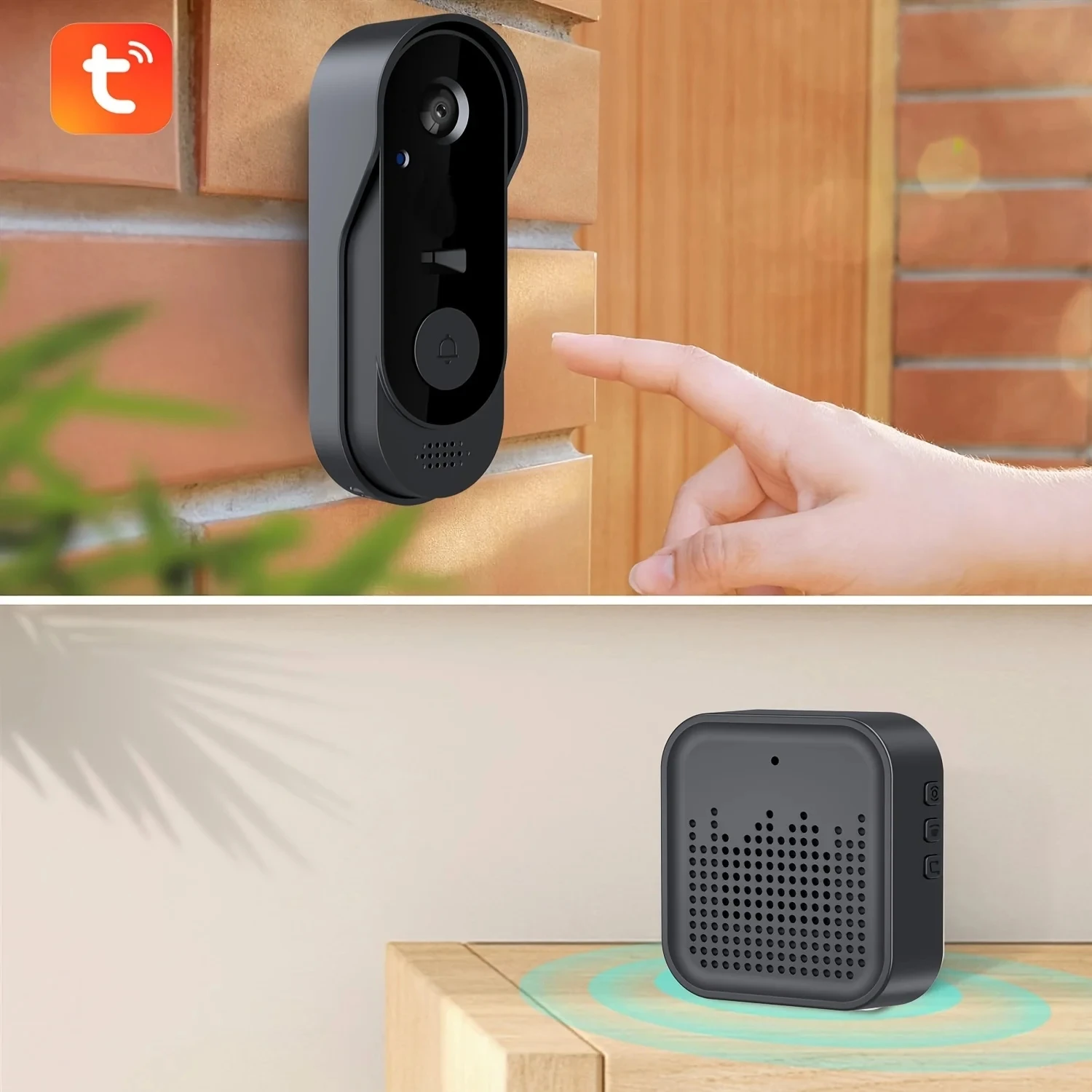 Tuya-campainha de vídeo sem fio com câmera, campainha do telefone ao ar livre HD, vídeo porteiro de segurança, IR Nigh, pacote Wi-Fi