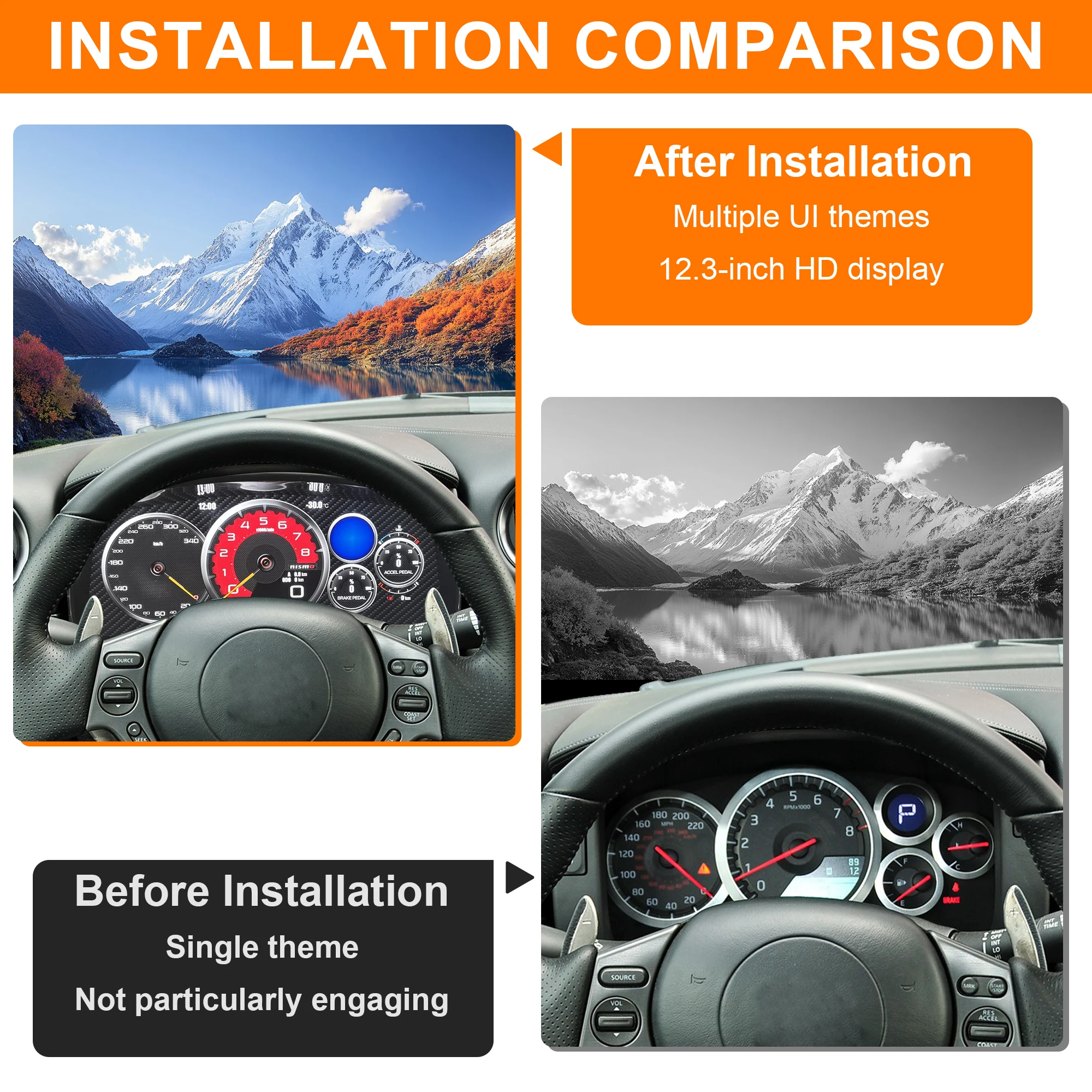12.3’’ LCD Digital Instrument Cluster Dashboard Speedometer for Nissan GT-R R35 2009-2017 with CarPlay & Android Mirror Link