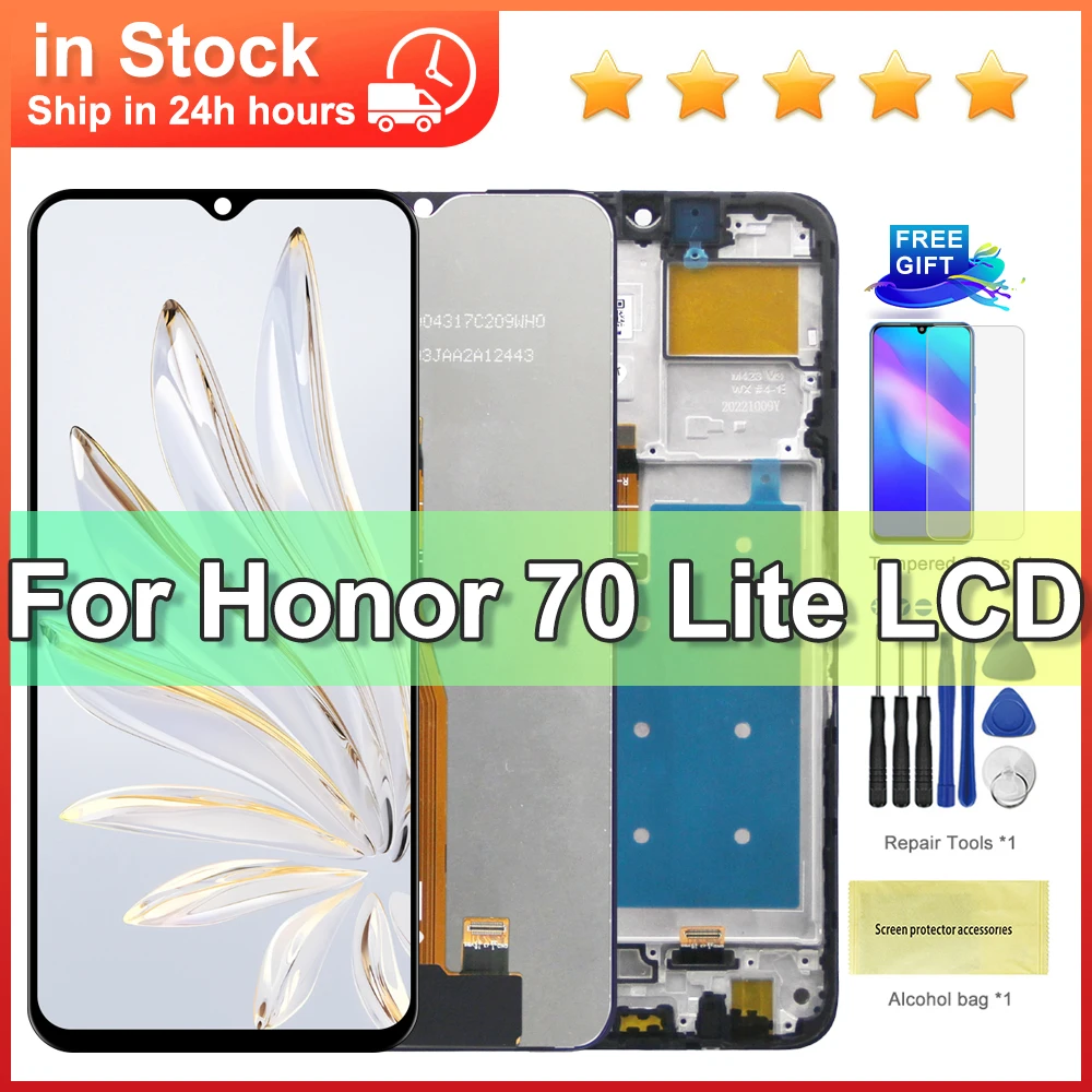 6.5\'\' Tested Display For Honor 70 Lite LCD RBN-NX1 Display Screen Touch Panel Digitizer For Honor70Lite Display Replacement