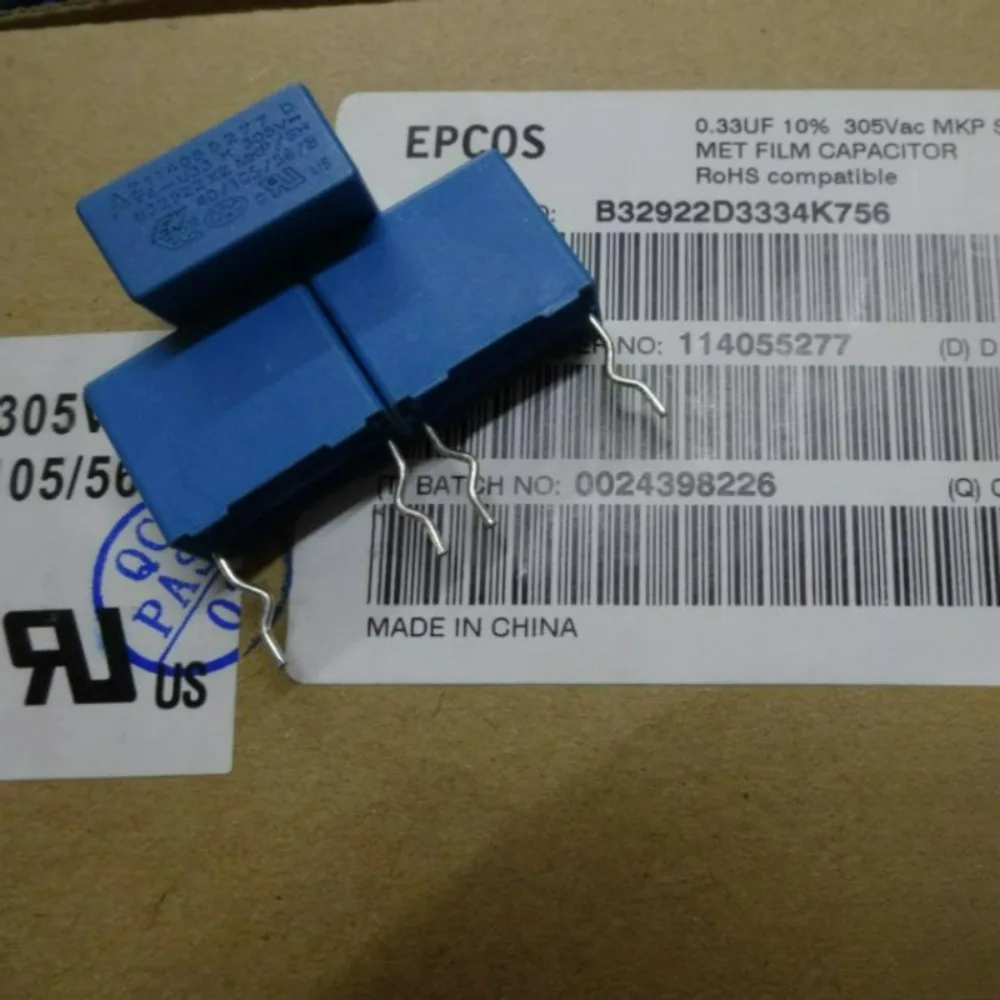 10pcs/lot EPCOS MKP 0.33uf 305vAC 330nf u33 334 K Brand New 15mm Film Capacitor B32922D334K