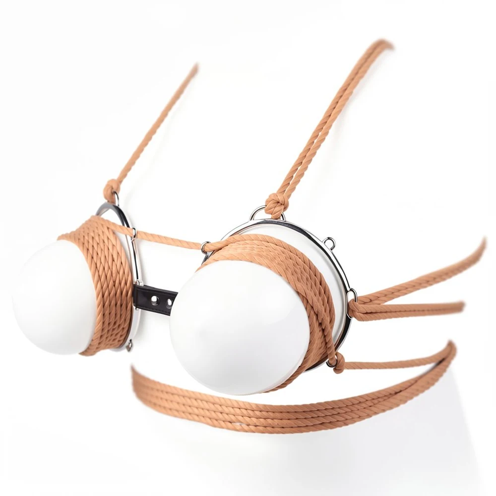 DIY Multi-Tie Japanese Shibari Cotton Rope Breast Restraint Harness Metal Ring Cage Bra Erotic Lingerie Accessories Sex Toy Kit