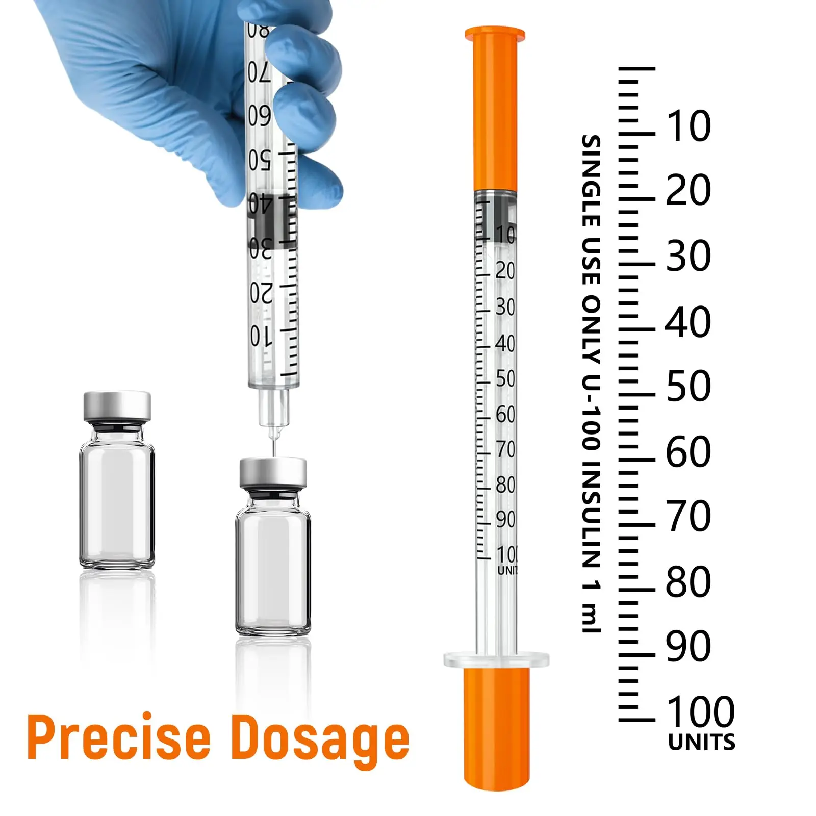 1 ml 29 G 1/2 Zoll Einwegspritze Insuline Sterile Sicherheitsspritze für präzise Tier-Insulin-Dosierung – Detail 1
