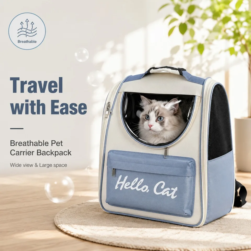Breathable Cat Carrier Backpack with Clear Window