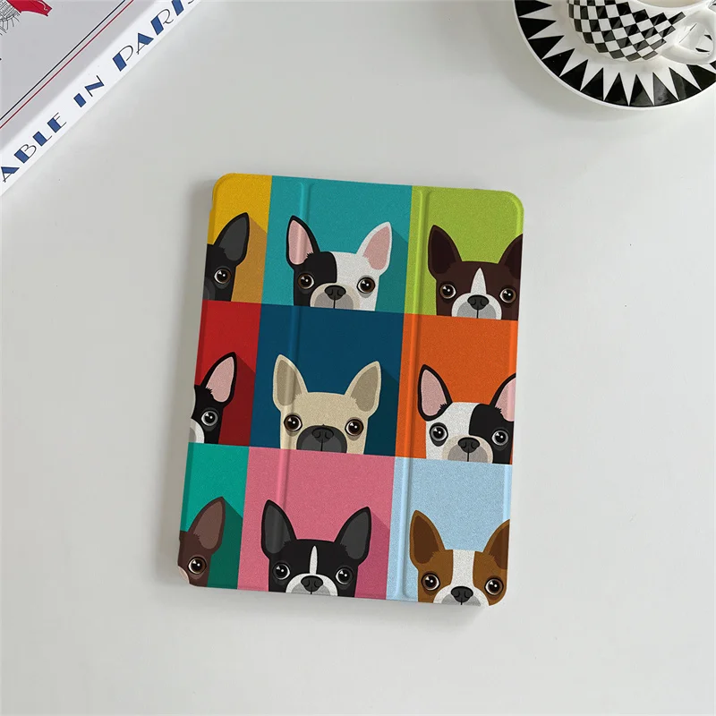 Cute Color Bulldog Tablet Case for iPad Air 2024 Pro 11 inch 5 6 7 8 10.2 9.7 inch iPad Air 5 4 10.9 10th Air3 10.5 mini 6 5 4