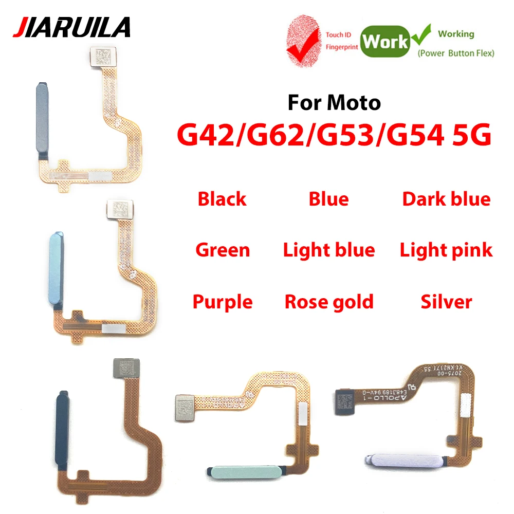For Moto G42 G62 G53 G54 5G Power Button Fingerprint Sensor Flex Cable Repair Parts