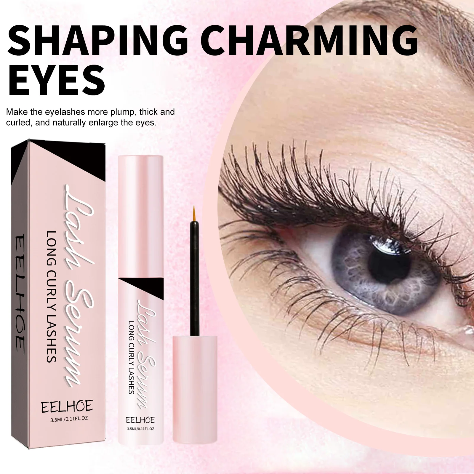 Eelhoe 3,5 ml Wimpernwachstumsessenz, natürliches, schlankes, kräuselnde Wimpern, Augenbrauen, vollerer, dicker, nährt, verlängert das Wimpernserum