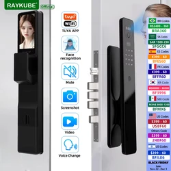 RAYKUBE MO Tuya WiFi 3D Face Recognition Digital Door Lock With 2*rechargeable batteries Wifi Camera Video Call Tuya APP Unlock