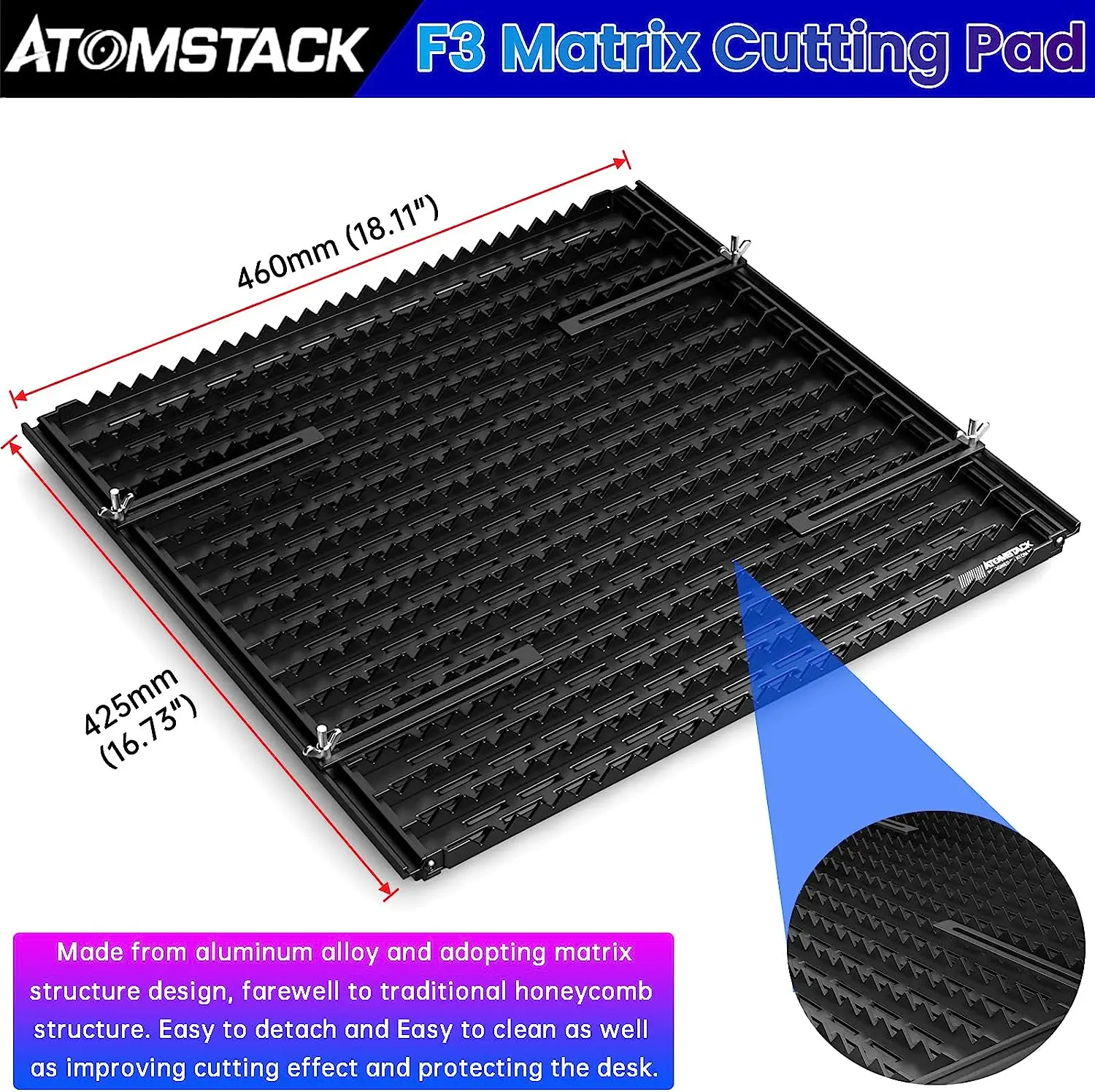 ATOMSTACK MAKER F3 매트릭스 레이저 벌집 작업대, 금속 벌집 보호 플레이트, 레이저 조각기용 레이저 베드, 460x425mm