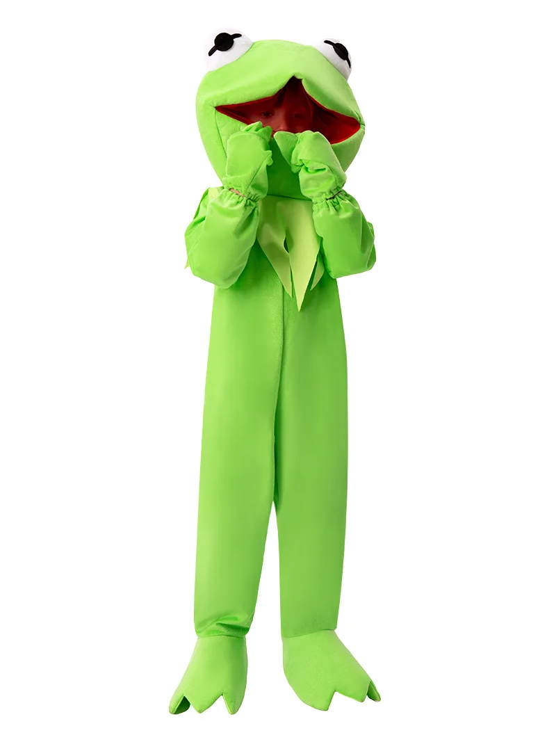 Muppets Kermit Costume Green Animal The Frog Child Costume Kids Fancy Dress Kermit Puppet Jumpsuit Set for Kids