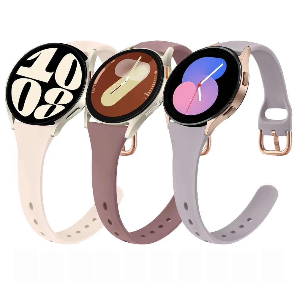 Cienki silikonowy pasek 20 mm do Samsung Galaxy Watch 7 6 5 4 40 mm 44 mm/Watch 4 6 Classic/Active 2/5Pro 45 mm/Watch 3 41 mm Pasek — zdjęcie 2