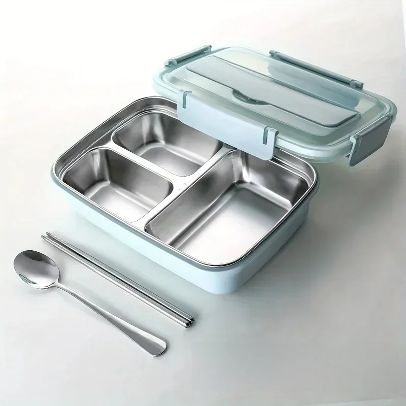 Heißer, langlebiger, leicht zu reinigender Bento-Behälter für Studenten und Büroangestellte, auslaufsichere Lunchbox aus Edelstahl mit 3 Fächern