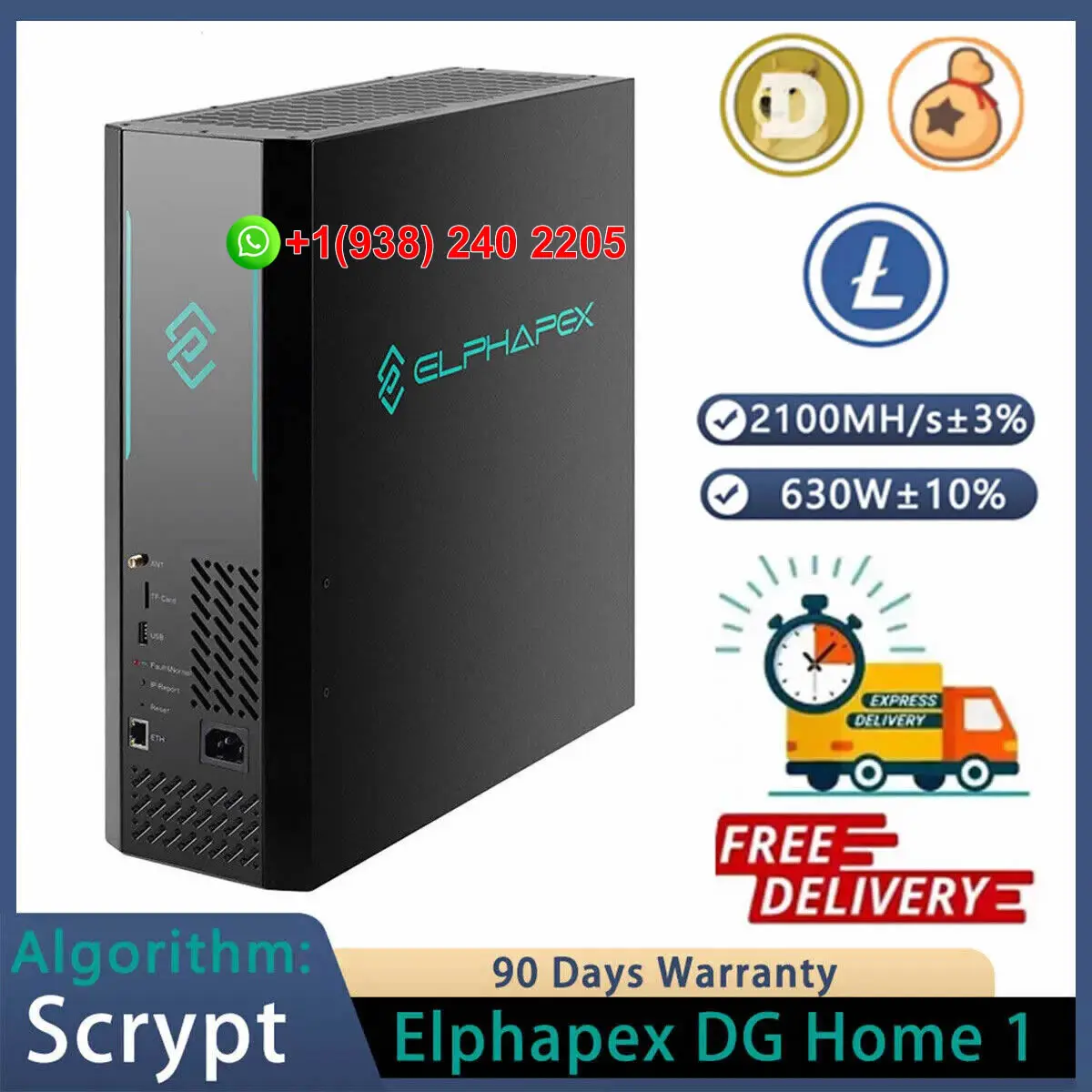 ElphaPex DG Home 1 LTC+DOGE+BEL+LKY+PEP+DOGM+EAC Miner 2100M