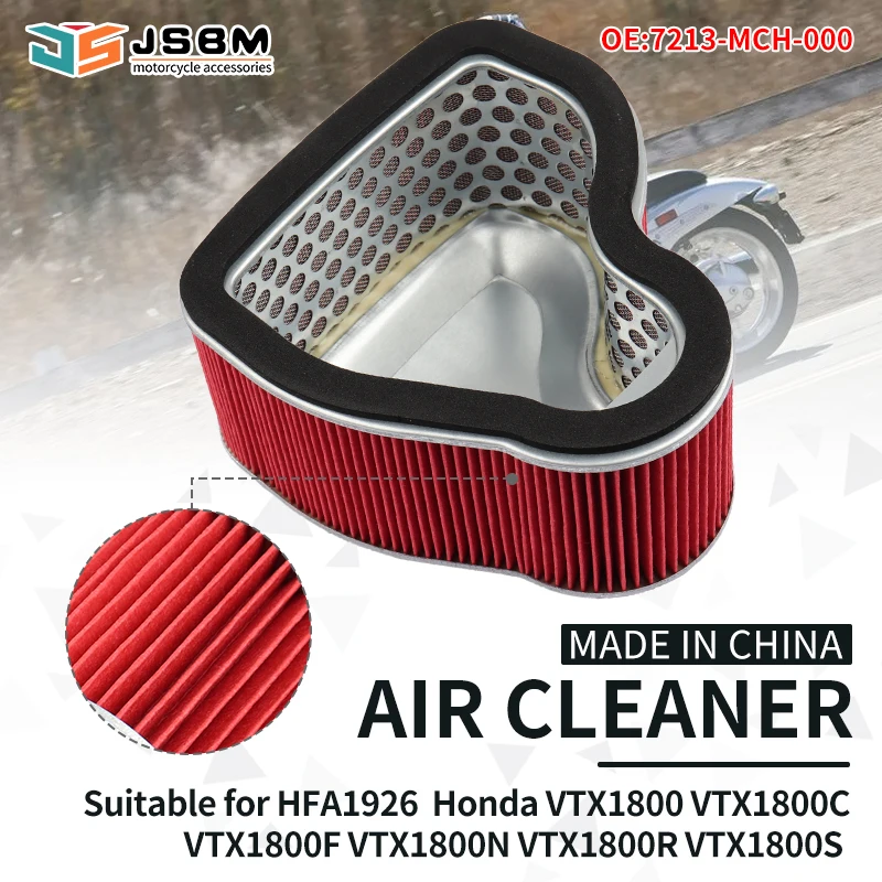 JSBM Filtre à air de Remplacement pour Moto Filtre à air d'admission d'air nettoyant pour Honda VTX1800 VTX1800S Retro Spoke 2002 2003 VTX1800T1 VTX1800F1 VTX1800C VTX1800N VTX1800R 2001-2008 Filtre à air de Rechange