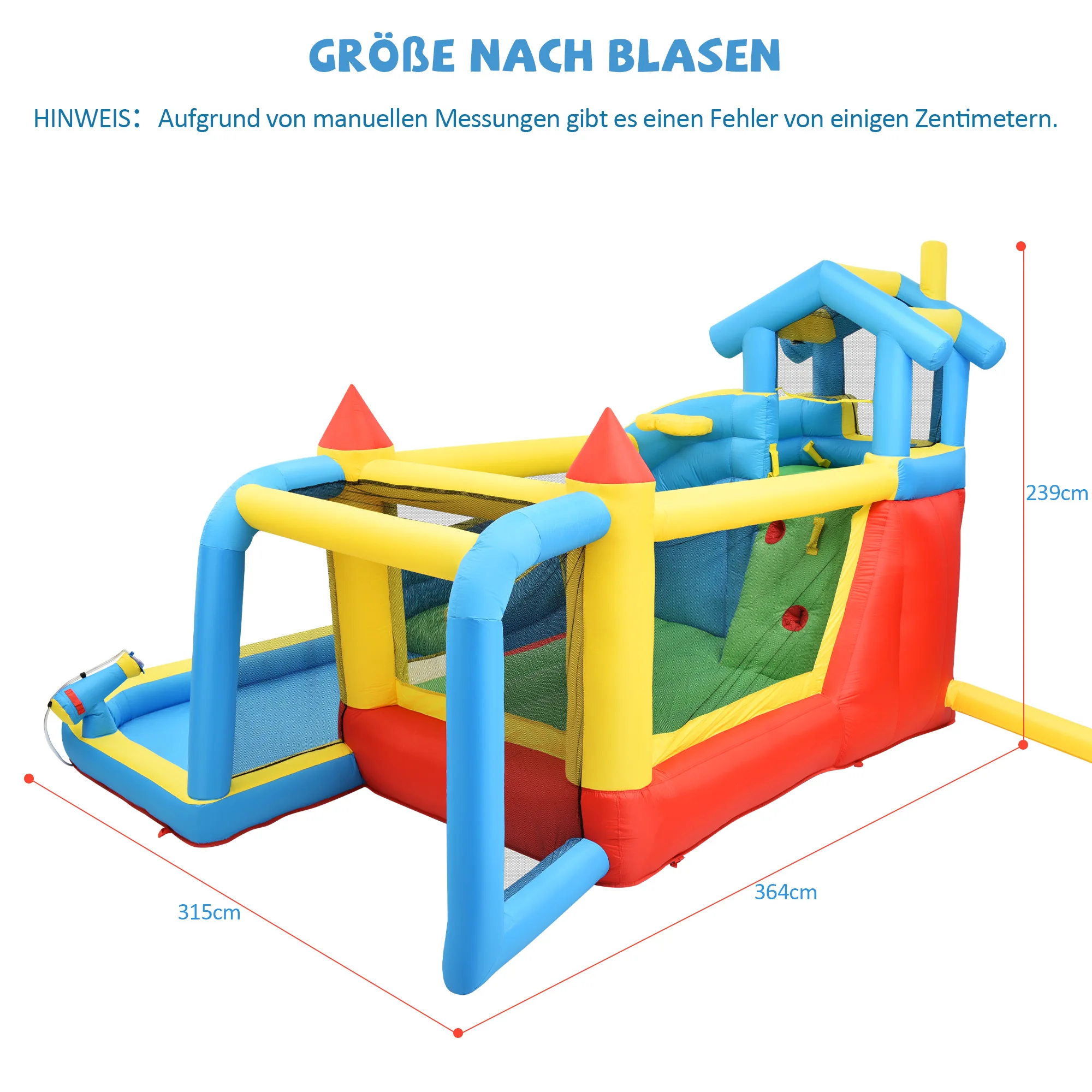 Château gonflable pour enfants, 5-en-1, pour les 3-10 ans, château gonflable extérieur avec toboggan, zone de saut, piscine à eau, filet de football