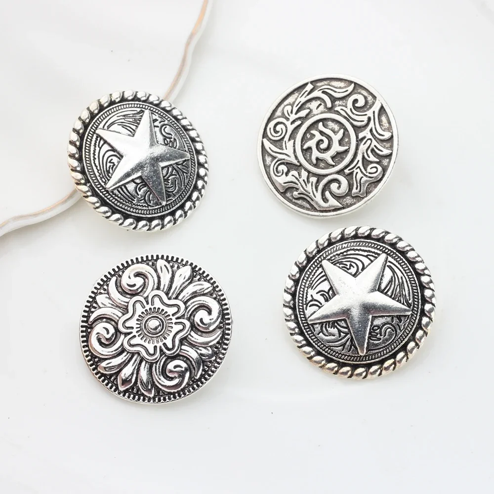 CONCHO stop cynkowy okrągły kształt poszycia Vintage ozdobne guziki Charms zawieszki 3 sztuk/partia 30MM dla DIY akcesoria — zdjęcie 2