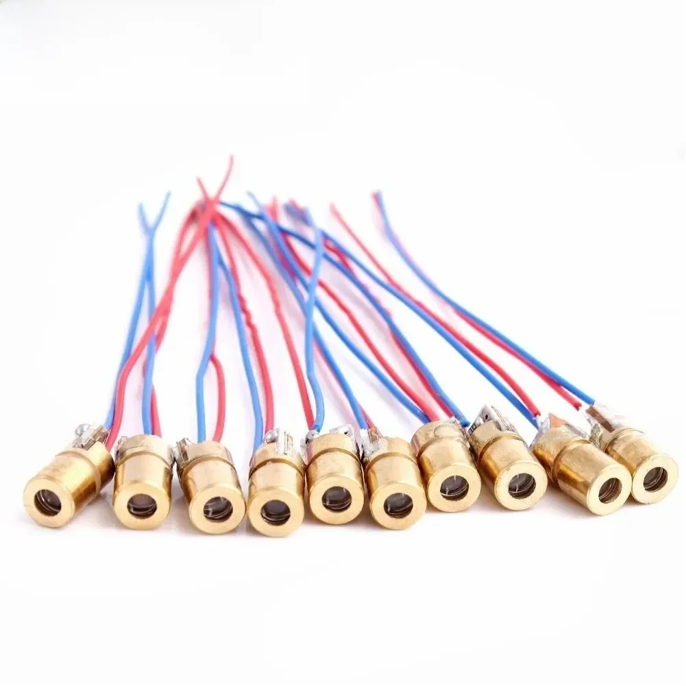 10 sztuk 5V 650nm 5mW regulowany moduł z diodą do lasera punktowego czerwony celownik miedziana głowica Mini Laser wskaźnik — zdjęcie produktu 6