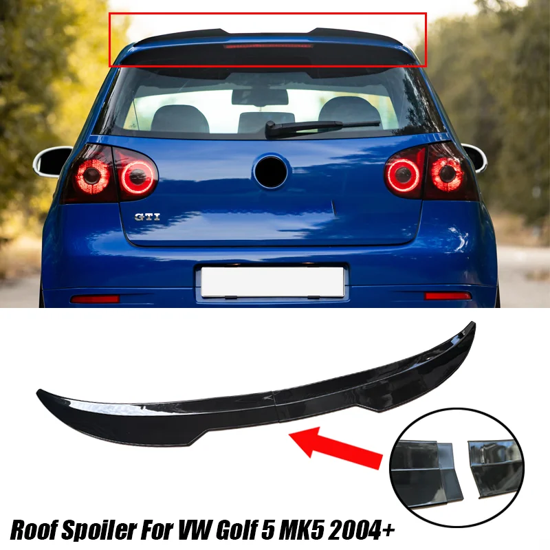 2 Stück 99cm Auto-Dachheckspoiler für Volkswagen VW Golf 5 R32 MK5 GTI 2004-2009 Hochglanz Schwarz ABS