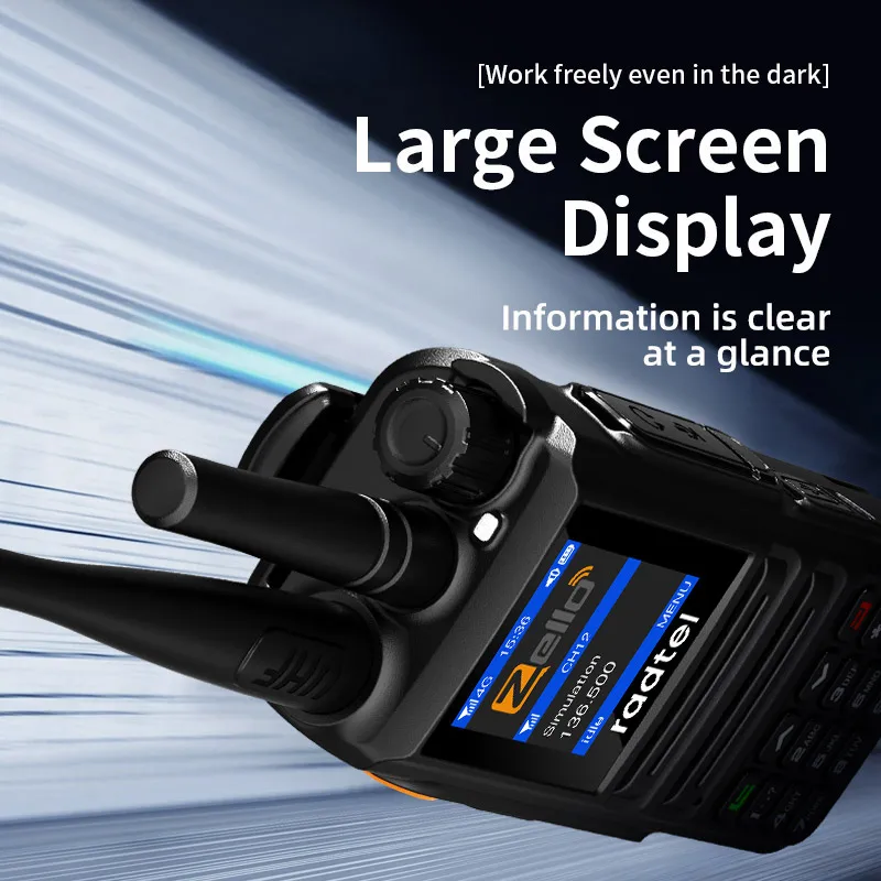 Radtel P80 POC + UHF جهاز اتصال لاسلكي مزدوج الوضع 5 وات تناظري + شبكة راديو عام أندرويد Zello 4G عالمي على مستوى البلاد PTT 5000 ميل