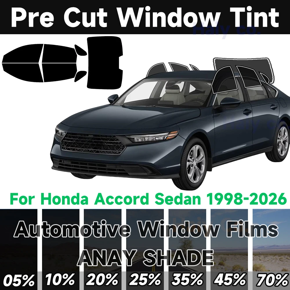 

Window Tint Precut for Honda Accord Sedan 1998-2026 Auto Sticker Sun Heat 2Ply Anti-Shatter, Uv Blocking, Privacy Protection