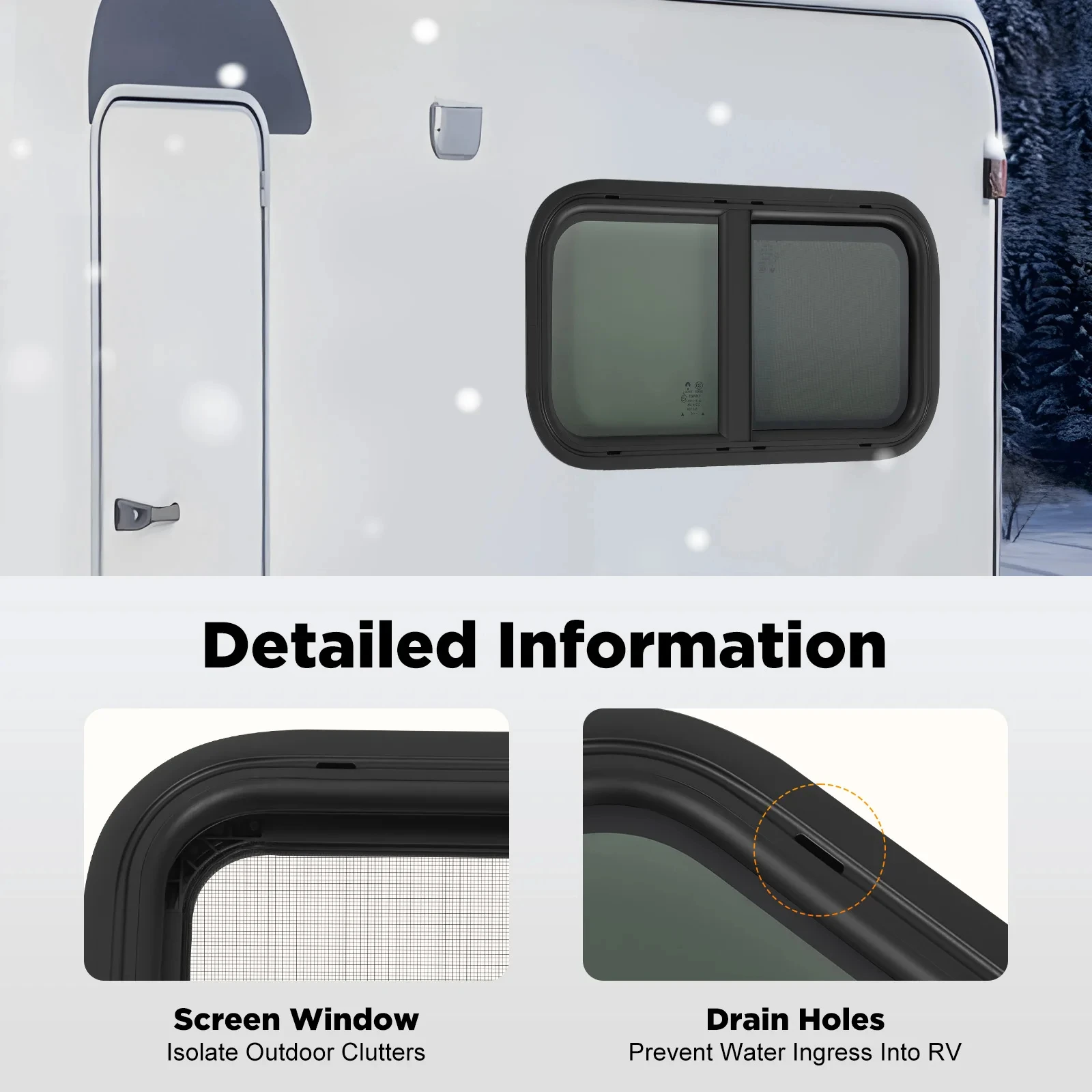 2 Stück/Set RV-Schiebefenster 50x30cm/70x40cm Wohnwagen-Lüftungsfenster Anhänger-Camper-Lüftungsklappe mit gehärtetem Glas und Insektenschutzgitter – Detail 15