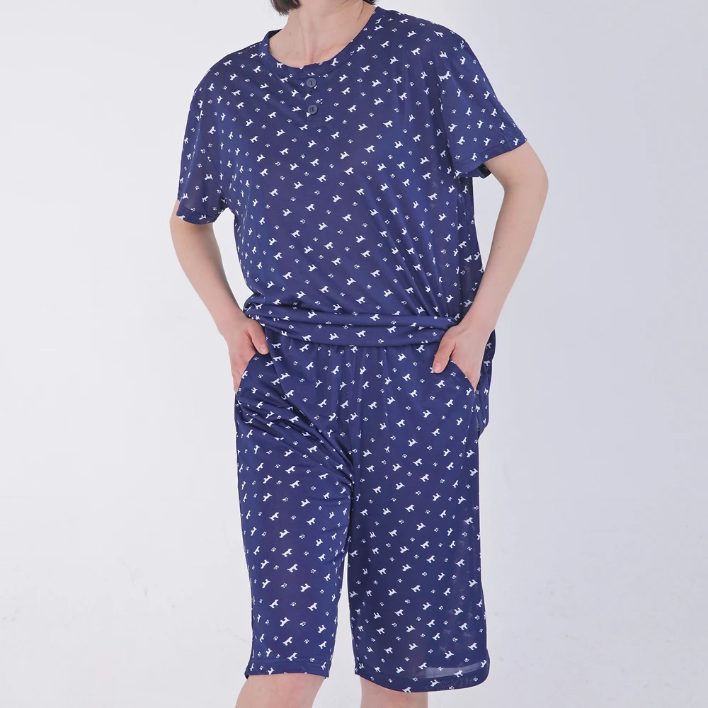 AONE Men's Summer Short Sleeve Pajama Set, Cool and Comfortable Sleepwear, Lightweight Homewear, Matching Top and Bottom, Style M1004