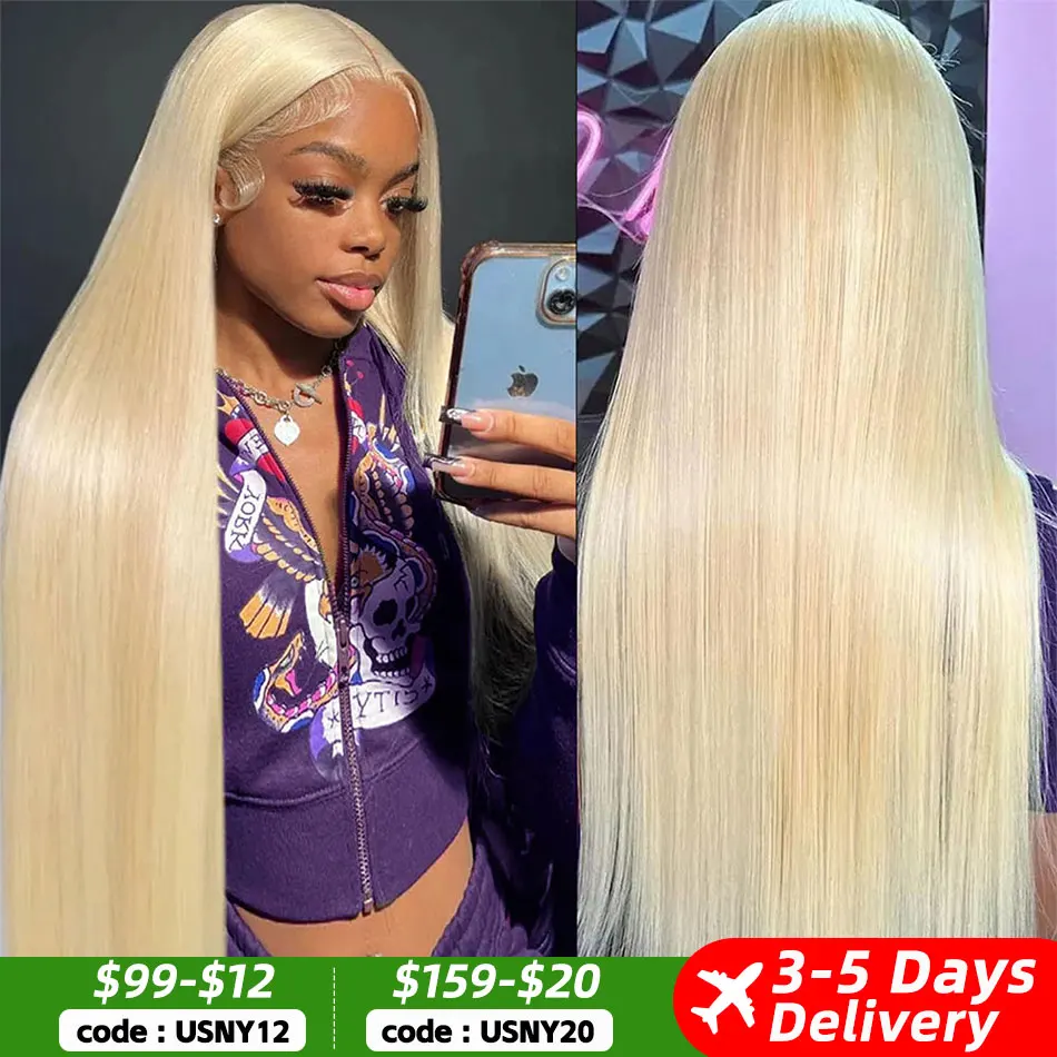 Blonde 613 13x6 Lace Frontal Wigs HD 613 Lace Front Human Hair Wigs For Women Pre pucked Straight Human Hair Wigs Can Be Dyed