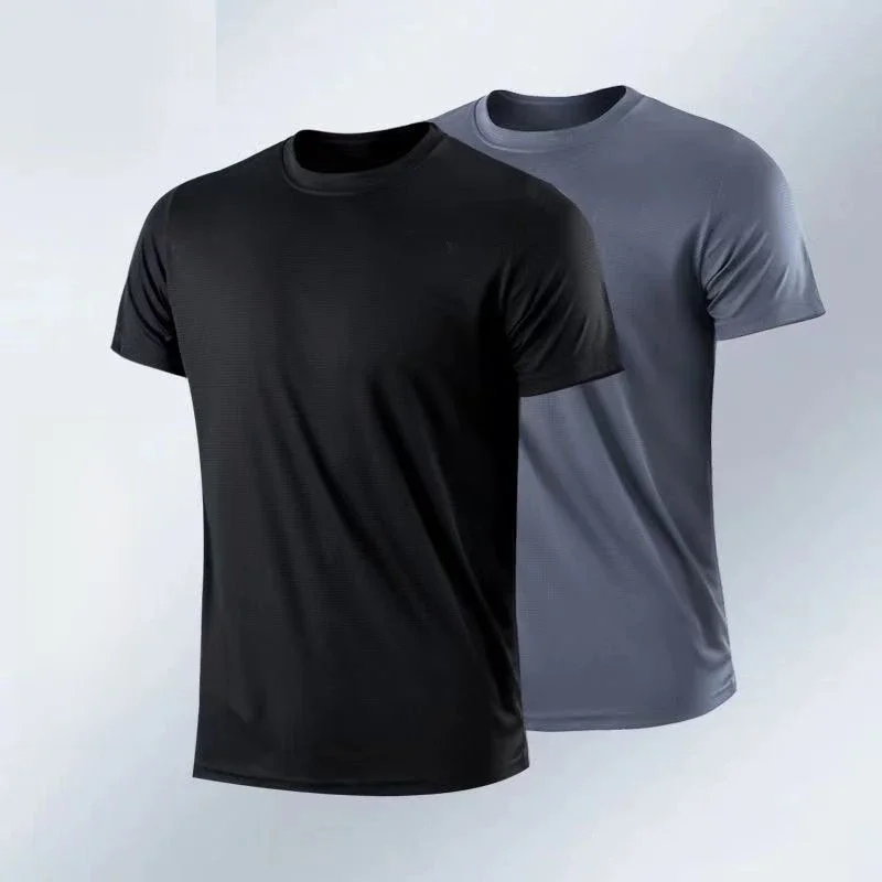 Szybkoschnąca koszulka sportowa z okrągłym dekoltem Gym Fitness Shirt Trainer Running T-shirt Men Oddychająca odzież sportowa Костюм Женский Летний — zdjęcie 2