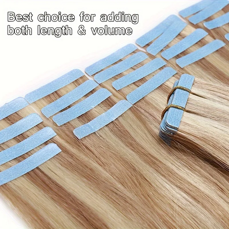 Alimice P18/613 Tape In Hair Extensions Invisible Skin Weft Straight Human Hair Extensions 50g 20pcs