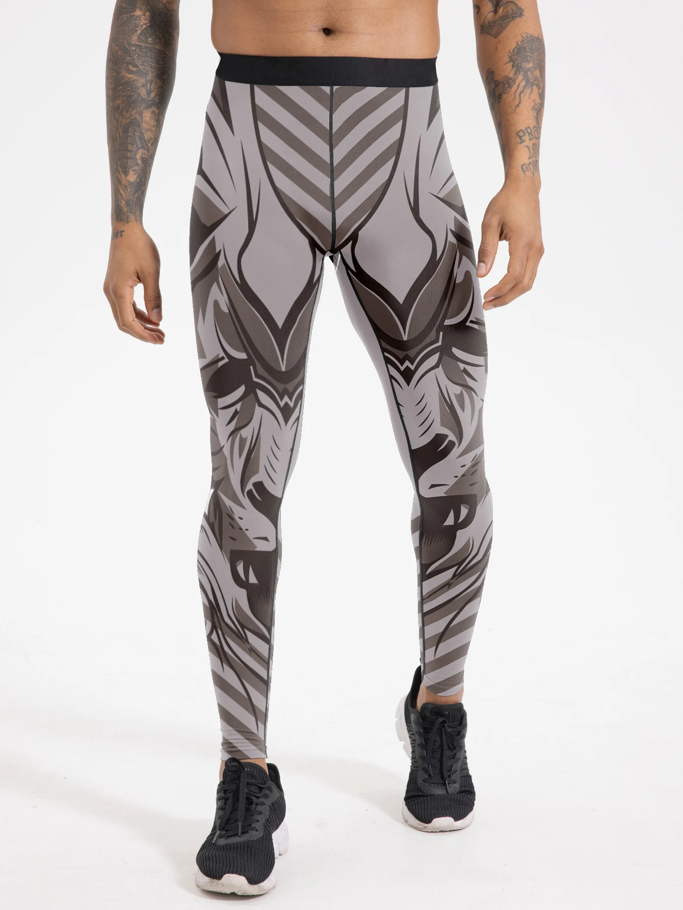 بنطال لياقة بدنية مطبوع كاجوال للرجال، تصميم حزام خصر مرن، قماش محبوك مرن قليلاً، قصة جاهزة، طوال الموسم للياقة البدنية #3