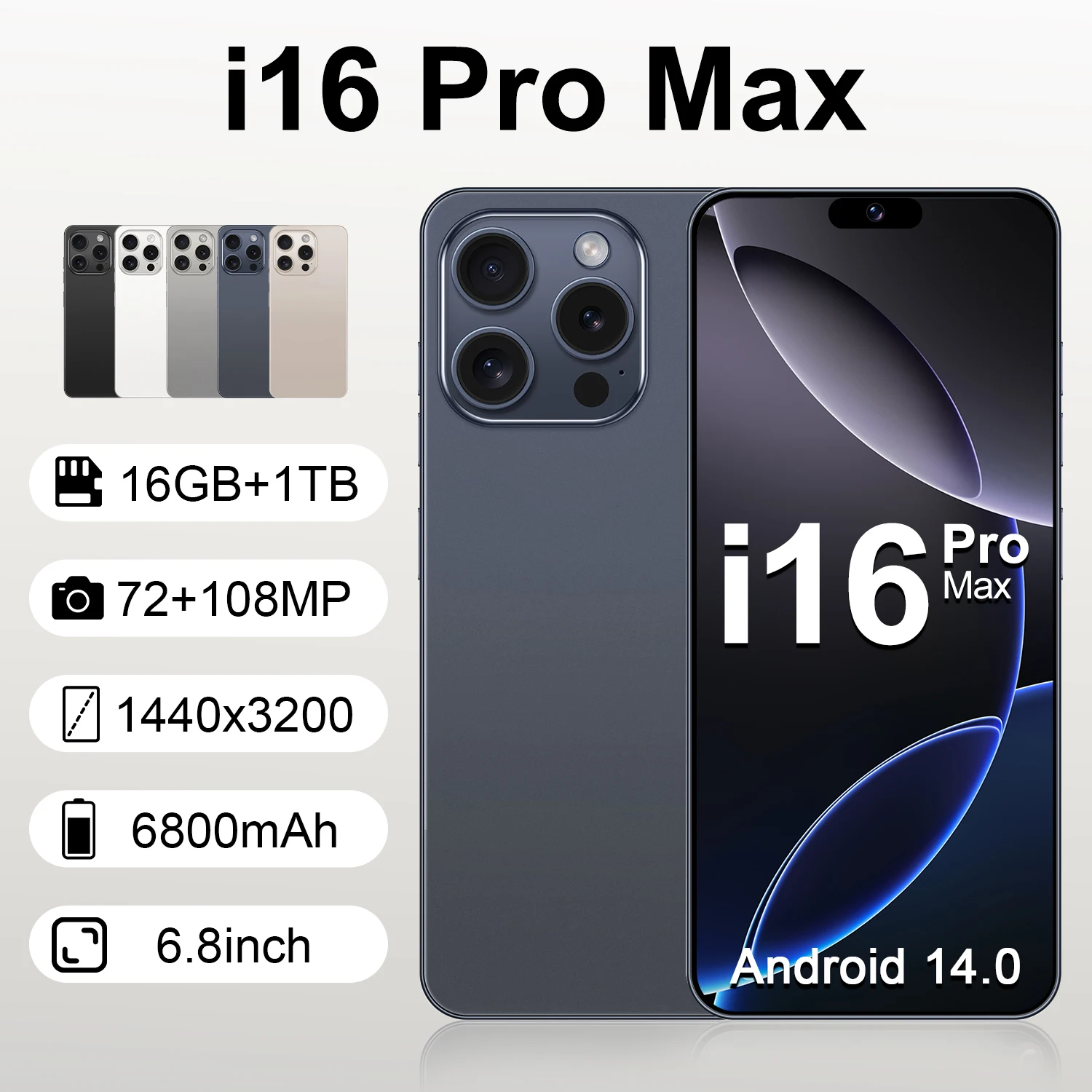 

ГОРЯЧИЙ 2025 Новый I16 Pro Max 6.8HD Global Edition Оригинальный смарт-акумулятор с двумя картами 6800 мАч